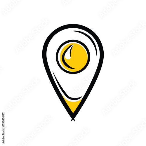 Location pin doodle art egg yolk design icon