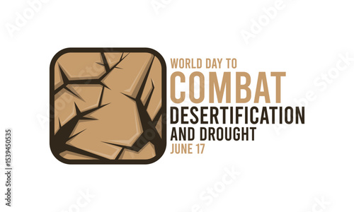 World day to combat desertification and drought design on white background. June 17. Dry soil.