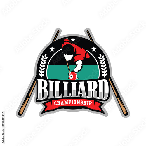 Billiard or Pool room Tournament Logo Design Illustration Vector
