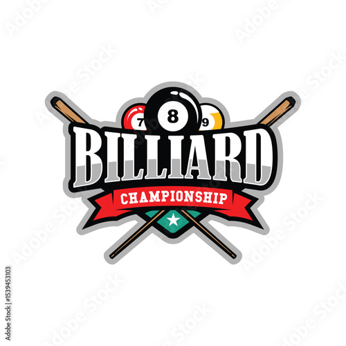 Billiard or Pool room mascot Logo Design Illustration Vector