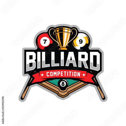 Billiard or Pool room Tournament Logo Design Illustration Vector