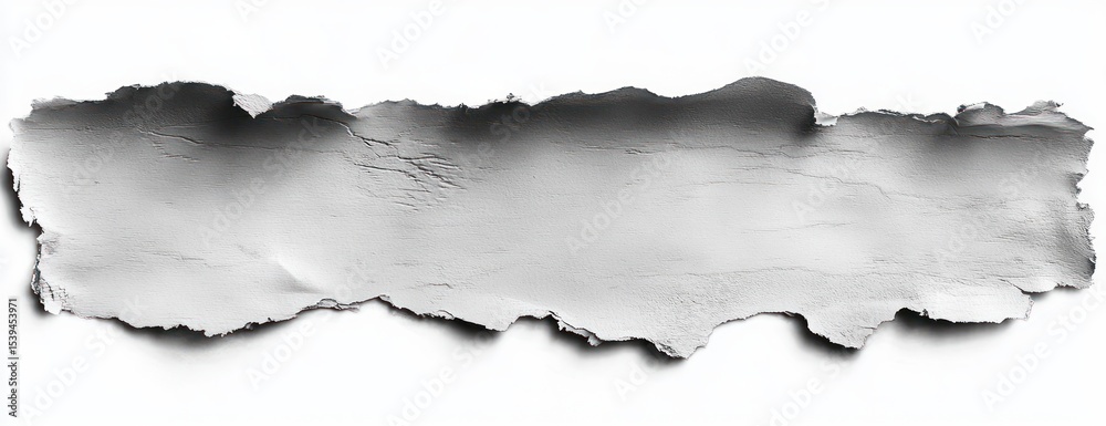 Fototapeta premium long horizontal piece of torn and crumpled white paper with rough edges on a white background