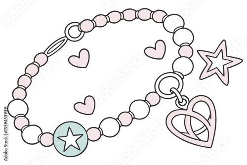 Flat design handcrafted charm bracelet illustration