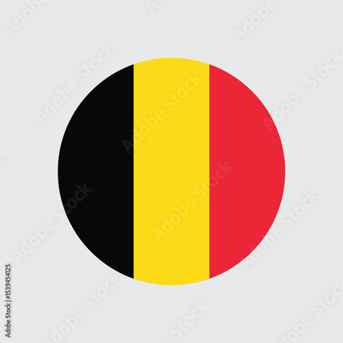 Belgium Round Flat Vector Flag Badge of Europe – Country Symbol Icon Illustration 