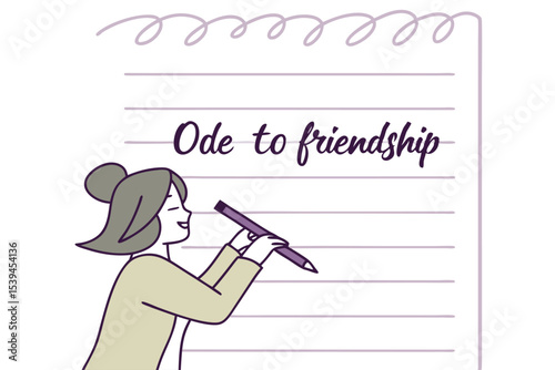 Flat design handwritten poem ode to f vector illustration
