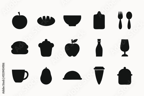 Food Icons  A Collection of Simple Black and White Food Silhouettes