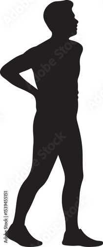Silhouette of Man Holding Back in Pain Vector Injury, Sciatica, or Chronic Lower Back Pain Concept Illustration