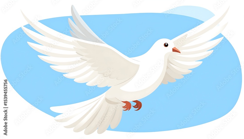 White Dove in Flight with Blue Sky. White Dove in Flight with Blue Sky.