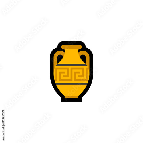 Greek amphora, ancient vase, yellow design