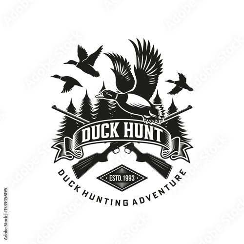 Duck Hunting Logo Design Ideas, Vector illustration