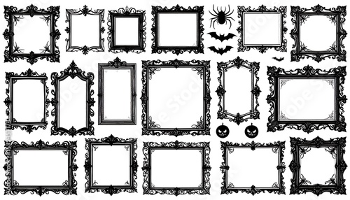 Gothic Halloween Frames Set.