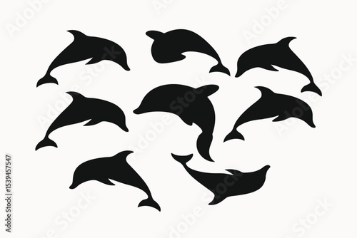 Heart Shaped Pod of Dolphins Elegant Silhouette Illustration