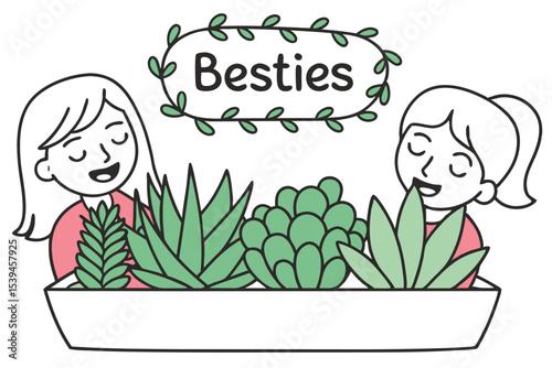 Flat design succulent arrangement simple potted plants