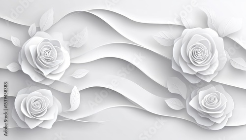 White paper roses on wavy background (2)