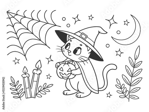 Funny Halloween coloring book page for children and adults