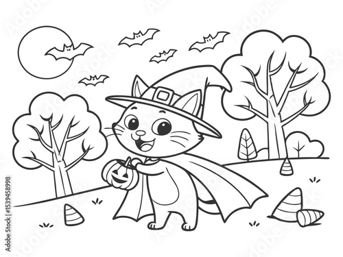 Funny Halloween coloring book page for children and adults