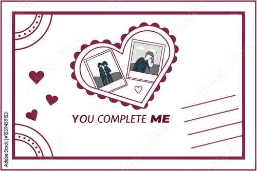 Customizable postcard template flat lay design