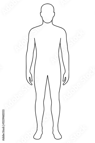 Male Human Body silhouette,  Outline figure for Anatomy, Health, and Fitness Illustrations, outline icon, isolated on white background
