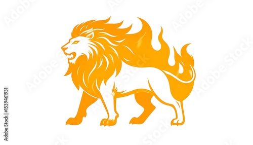 Fiery Lion with Graphic Design.