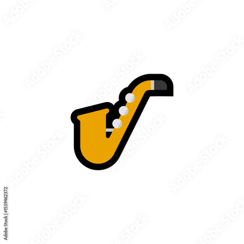 Simple Yellow Saxophone Icon Illustration
