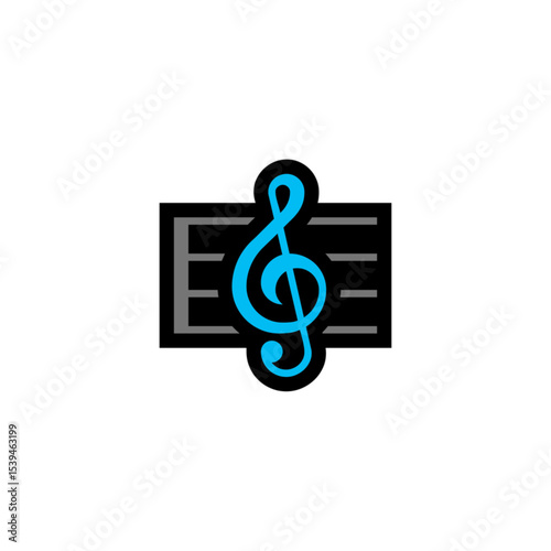 Treble Clef on Music Staff Logo
