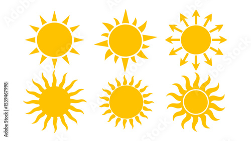Sun icons vector isolated on tranparent background. Shine sun ray set. Sunshine vector sign.
