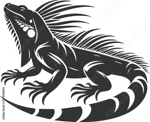 Animal vector silhouette of a iguana black illustration drawing