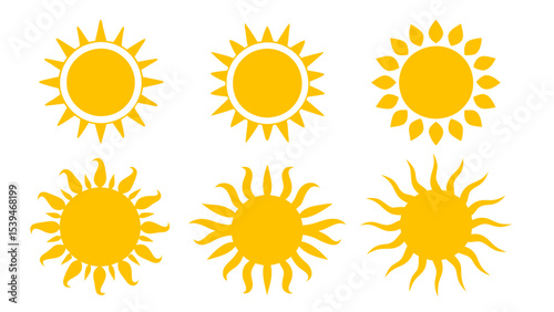 Sun icons vector isolated on tranparent background. Shine sun ray set. Sunshine vector sign.
