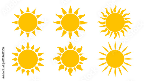 Sun icons vector isolated on tranparent background. Shine sun ray set. Sunshine vector sign.