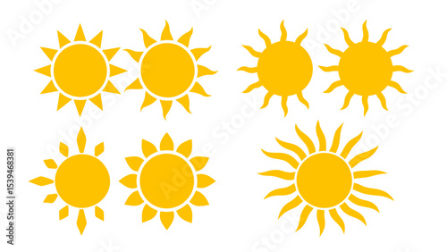 Sun icons vector isolated on tranparent background. Shine sun ray set. Sunshine vector sign.