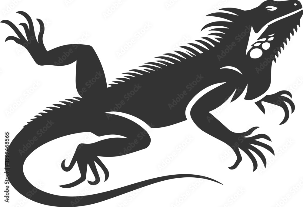 Obraz premium Animal vector silhouette of a iguana black illustration drawing
