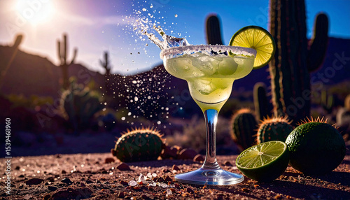 Frozen Margarita Salted Rim . Drinks concept. Generated Image