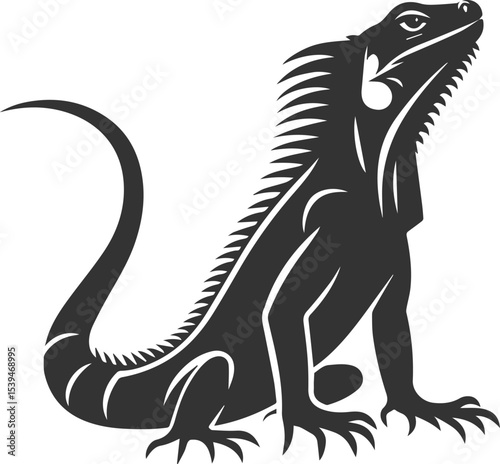 Animal vector silhouette of a iguana black illustration drawing