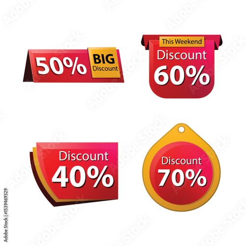 Dynamic 3D Discount Sale Banners and Price Tags Collection for Weekend Deals and Big Savings Promotions