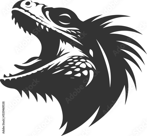 Animal vector silhouette of a iguana black illustration drawing