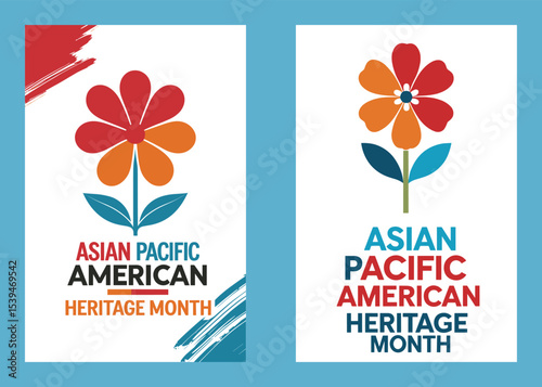 Asian Pacific American Heritage Month Floral Banner Vector Illustration Template