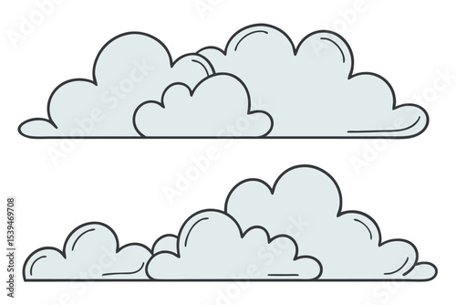 Simple vector illustration of two sets of cloudy shapes on a white background