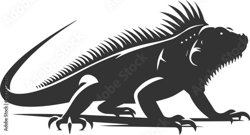 Animal vector silhouette of a iguana black illustration drawing