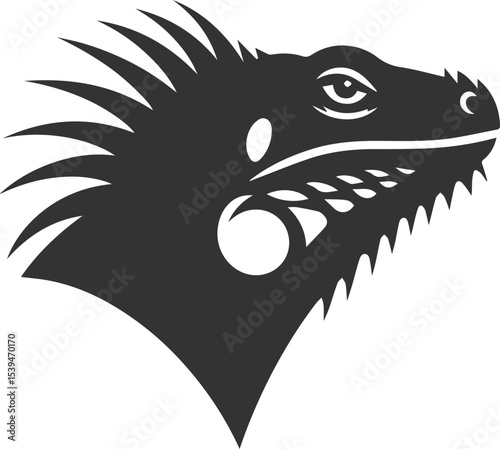 Animal vector silhouette of a iguana black illustration drawing