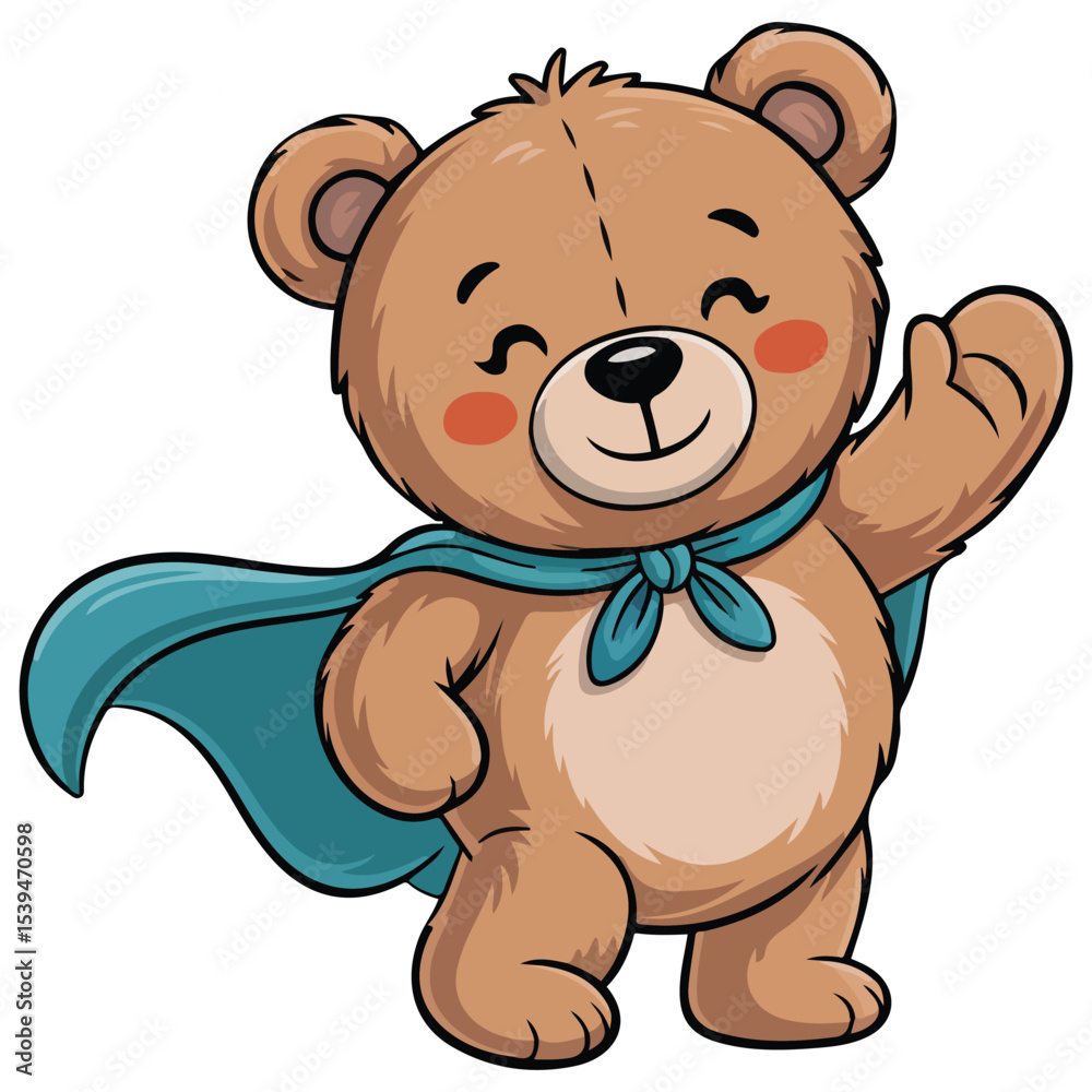 Obraz premium cute bear cub in superhero costume isolated vector illustration on white background