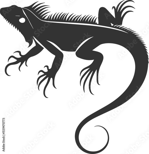 Animal vector silhouette of a iguana black illustration drawing