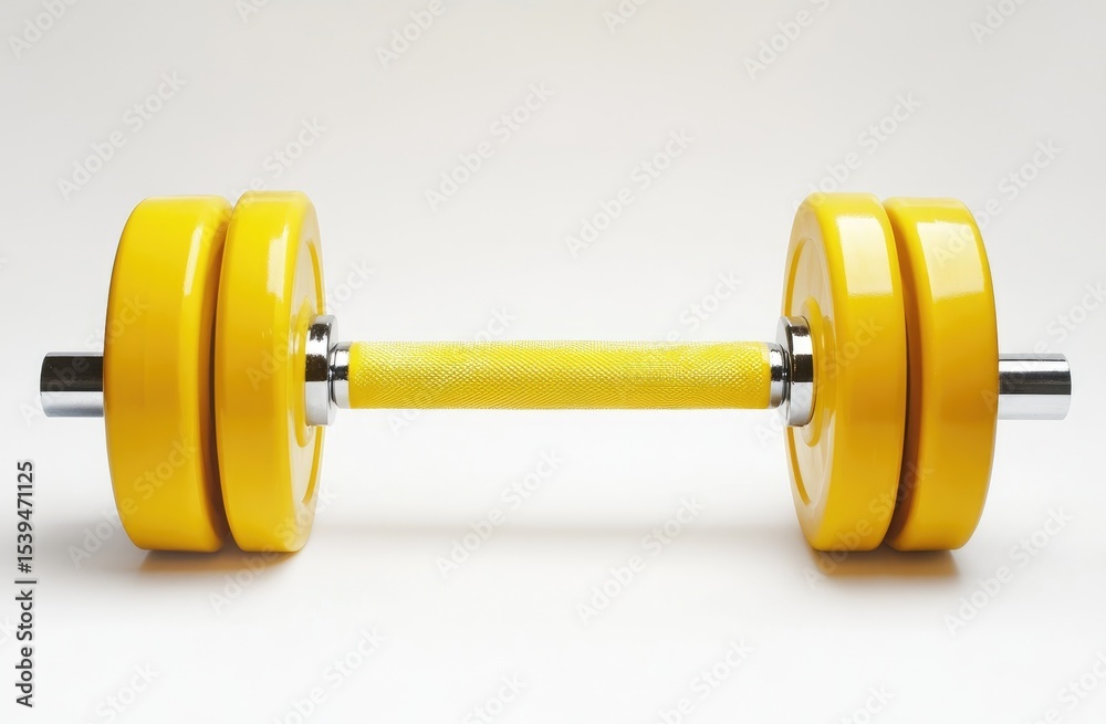 Obraz premium Yellow dumbbell, isolated on white background