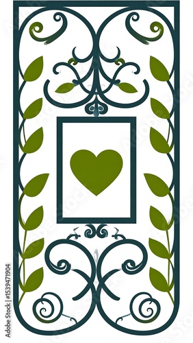 Green Heart Floral Frame Design.