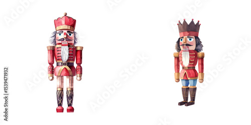 christmas red nutcracker watercolor vector illustration