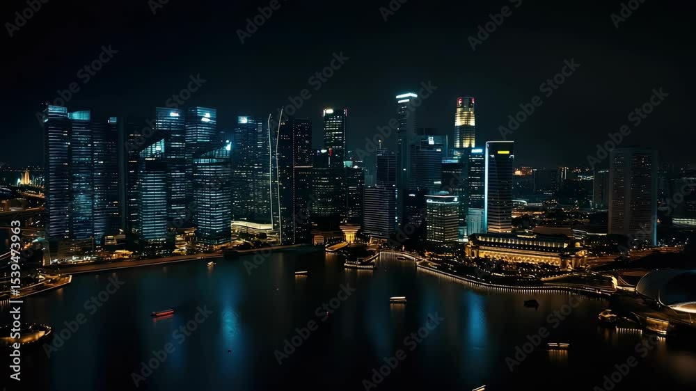 Cityscape Night Lights Cinematic View Cityscape Night Lights Cinematic View