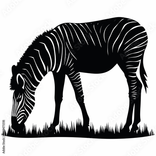 Zebra silhouette grazing with subtle stripe outlines