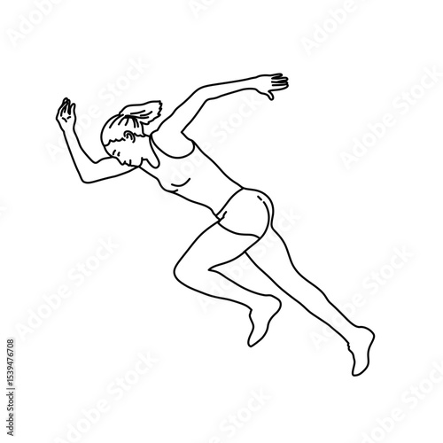 Outline Athlete Running Woman – Sport Coloring Line Art for Book, Poster, and Activity Sheet