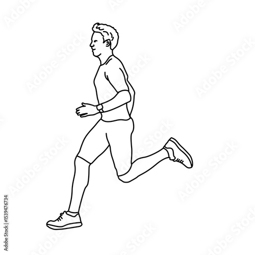 Outline Athlete Running Man – Sport Coloring Line Art for Book, Poster, and Activity Sheet