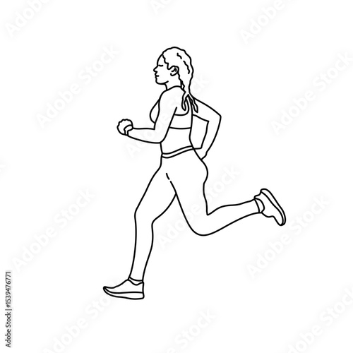 Outline Athlete Running Woman – Sport Coloring Line Art for Book, Poster, and Activity Sheet