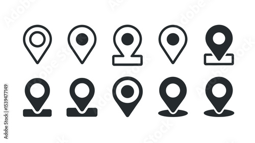Location & Direction Icon Set – Modern Navigation, GPS, Map Pointer, and Wayfinding Symbols for UI/UX